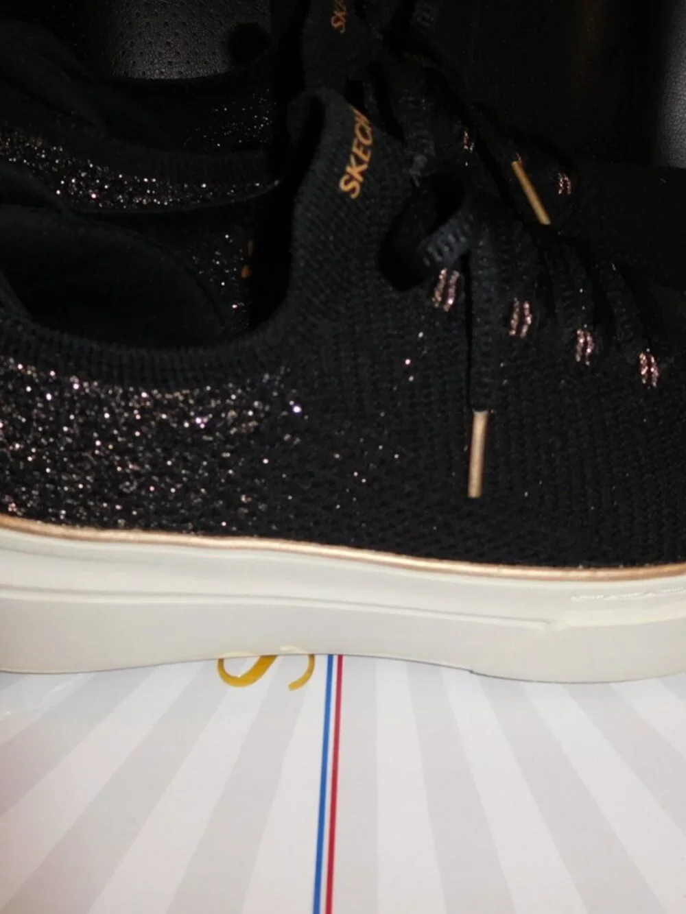 NEW 9.5m SKECHERS COURT CLASSICS CORDOVA SPARKING DUST BLACK 9.5M WOMENS